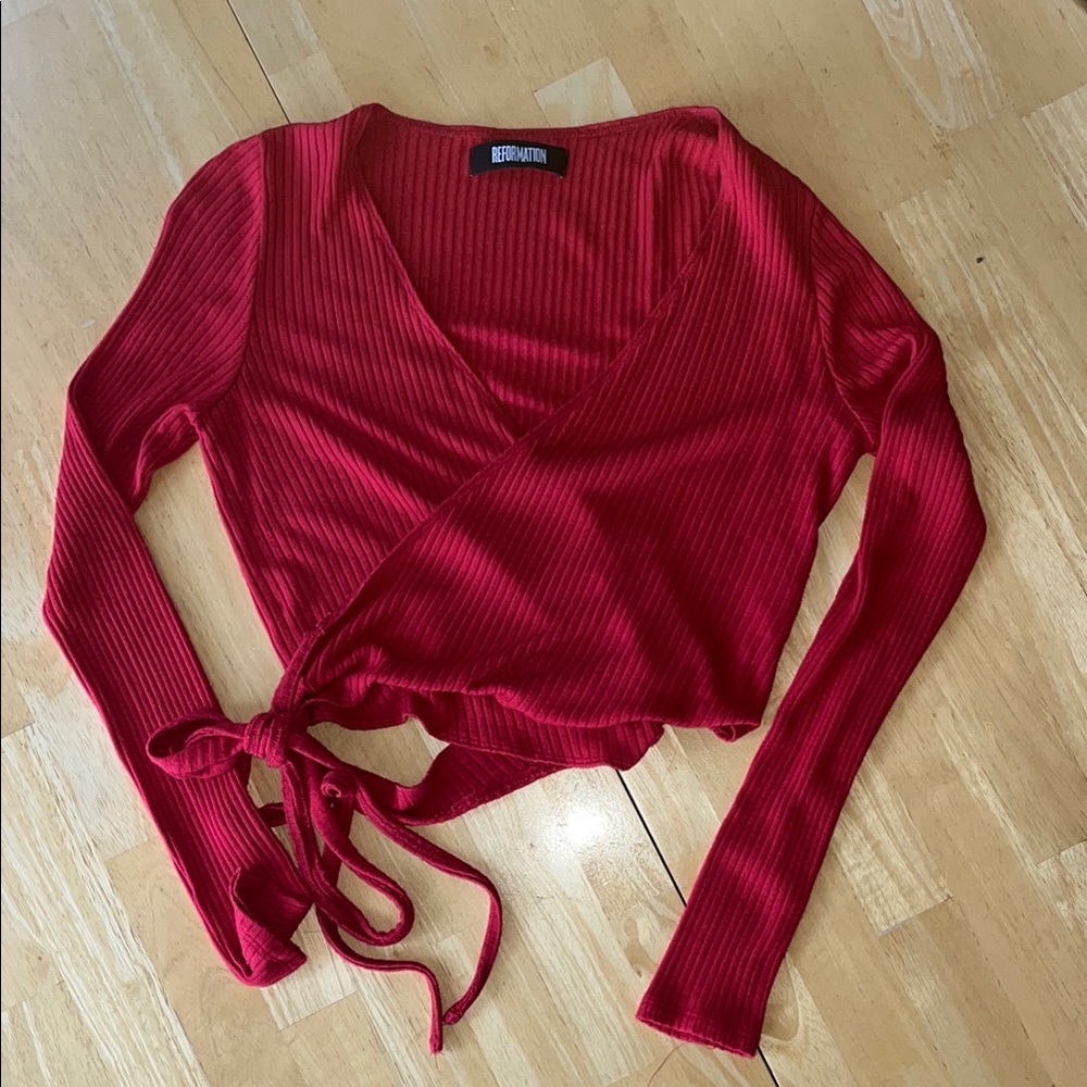 Red wrap top by Reformation